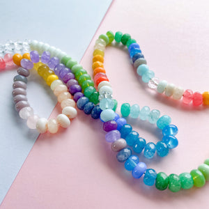 8mm Rainbow Jade, Glass and Crystal Rondelle Blend
