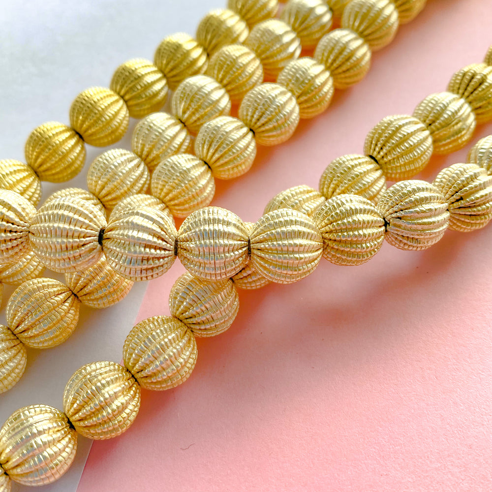 
                
                    Load image into Gallery viewer, 10mm Granulated Gold Round Bead Strand
                
            