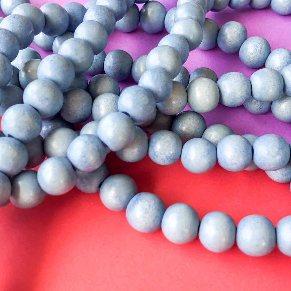 10mm Denim Wood Rounds Strand - Beads, Inc.