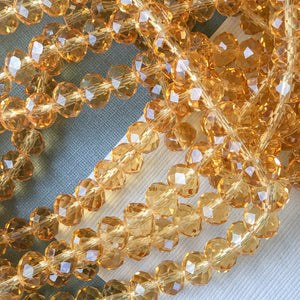 8mm Transparent Amber Faceted Chinese Crystal Strand