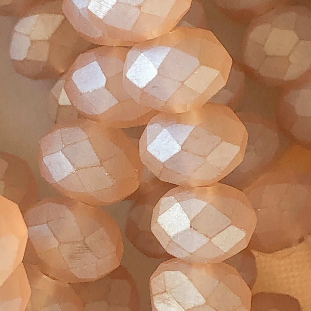 8mm Matte Peach Luster Faceted Chinese Crystal Rondelle Strand