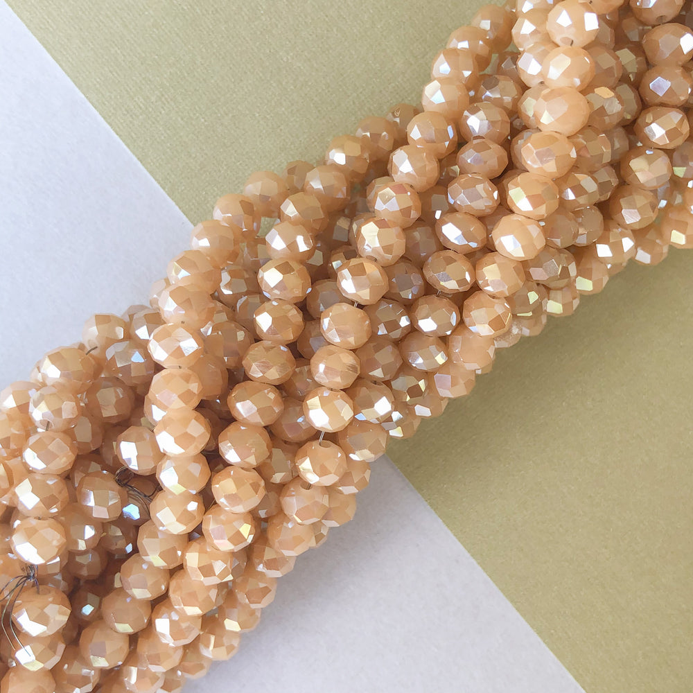 6mm Diamond Finish Caramel Faceted Chinese Crystal Strand