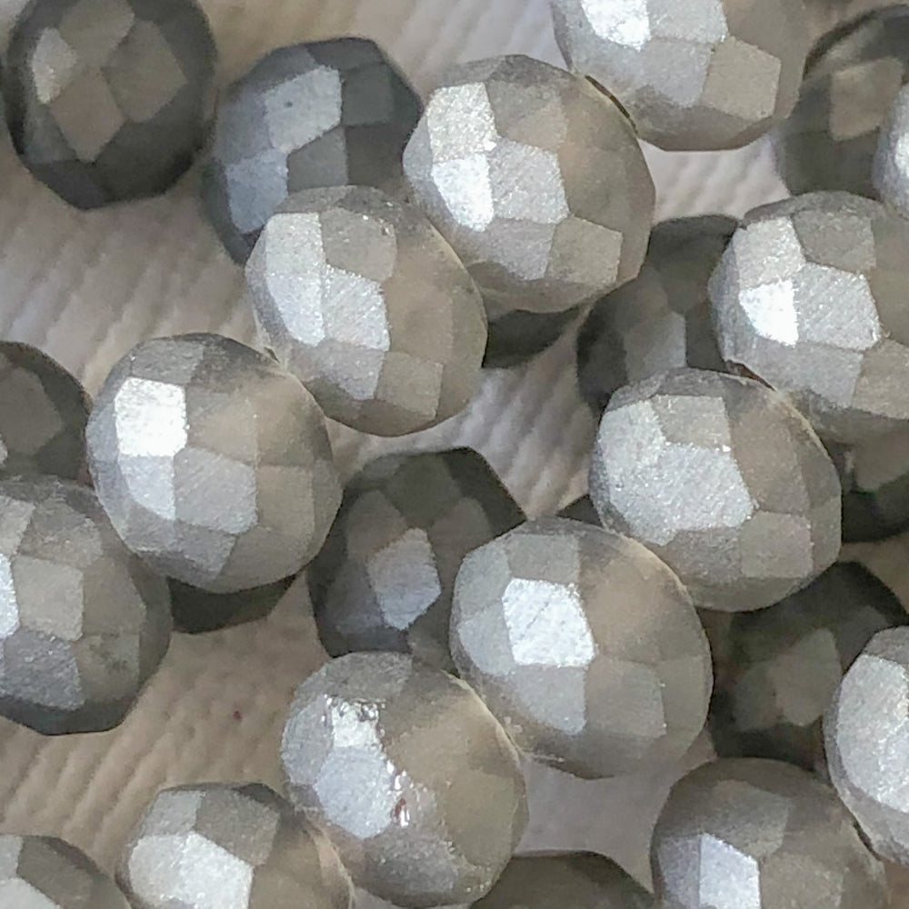 6mm Matte Graphite Faceted Chinese Crystal Strand