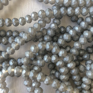6mm Matte Graphite Faceted Chinese Crystal Strand