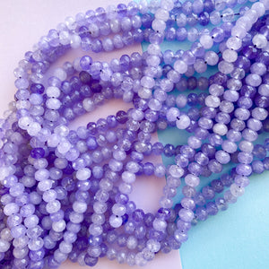 
                
                    Load image into Gallery viewer, 8mm Iris Purple Faceted Dyed Jade Rondelle Strand
                
            
