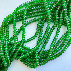 8mm Leafy Green Faceted Dyed Jade Rondelle Strand