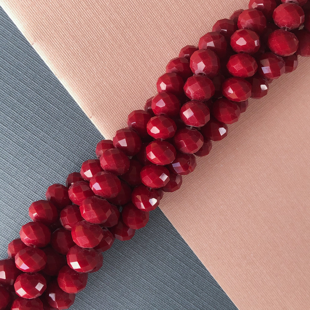 8mm Ruby Faceted Chinese Crystal Strand