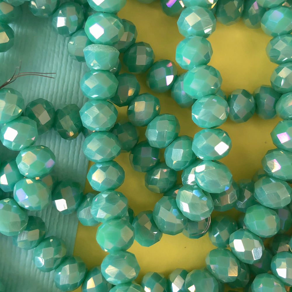 
                
                    Load image into Gallery viewer, 6mm Iridescent Forest Faceted Chinese Crystal Rondelle Strand
                
            