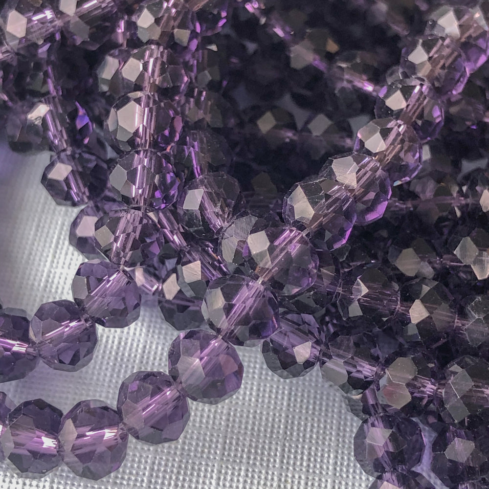 6mm Translucent Violet Faceted Chinese Crystal Rondelle Strand