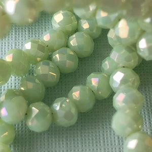 4mm Iridescent Sage Faceted Chinese Crystal Rondelle Strand