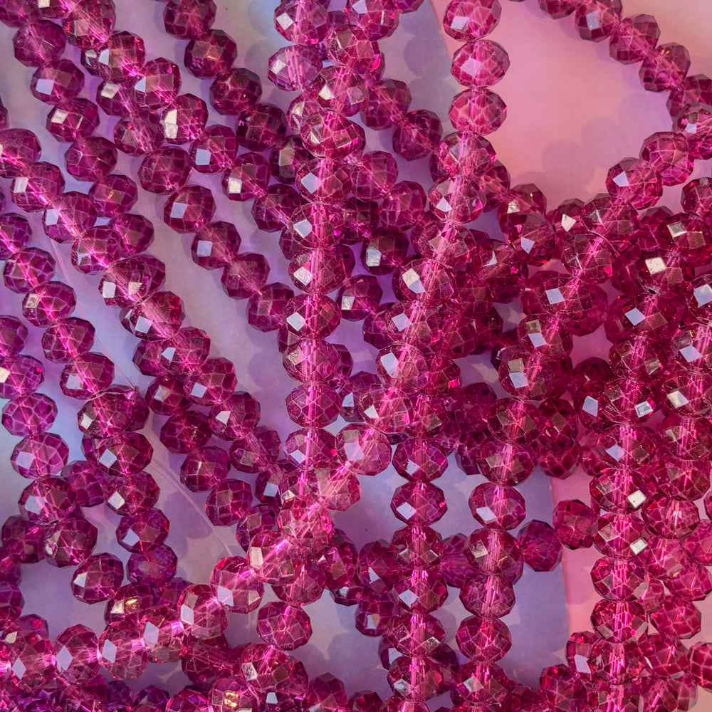 6mm Translucent Boysenberry Faceted Chinese Crystal Rondelle Strand