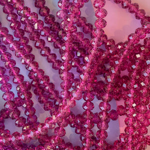 6mm Translucent Boysenberry Faceted Chinese Crystal Rondelle Strand