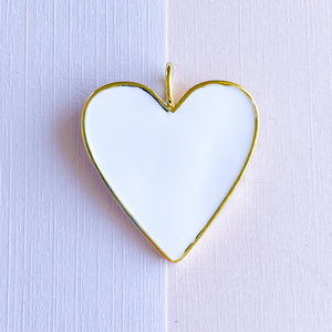 
                
                    Load image into Gallery viewer, 32mm White Enamel Gold Heart Pendant
                
            