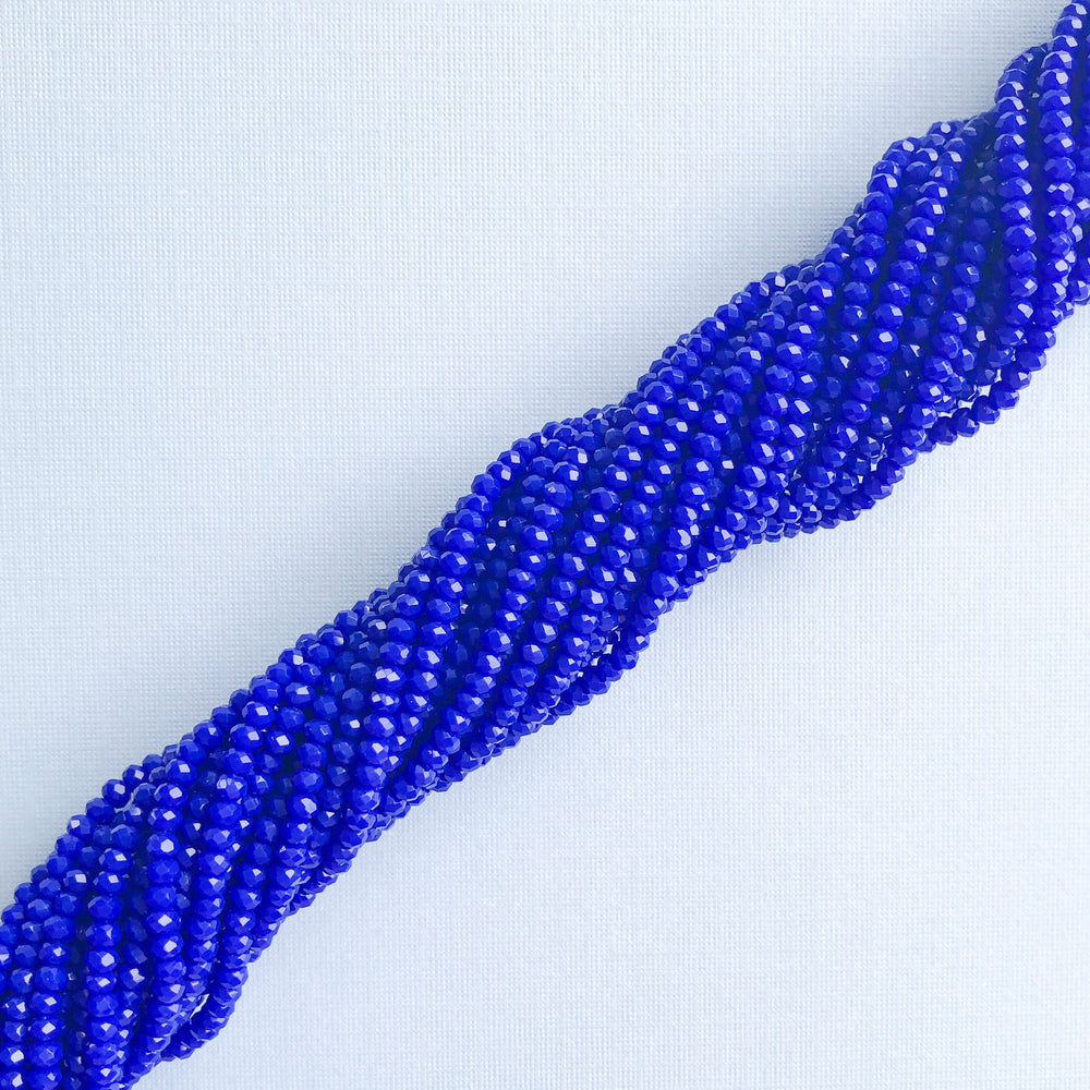 3mm Brilliant Cobalt Opaque Faceted Chinese Crystal Strand