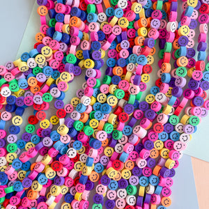 10mm Rainbow Smiley Face Polymer Strand