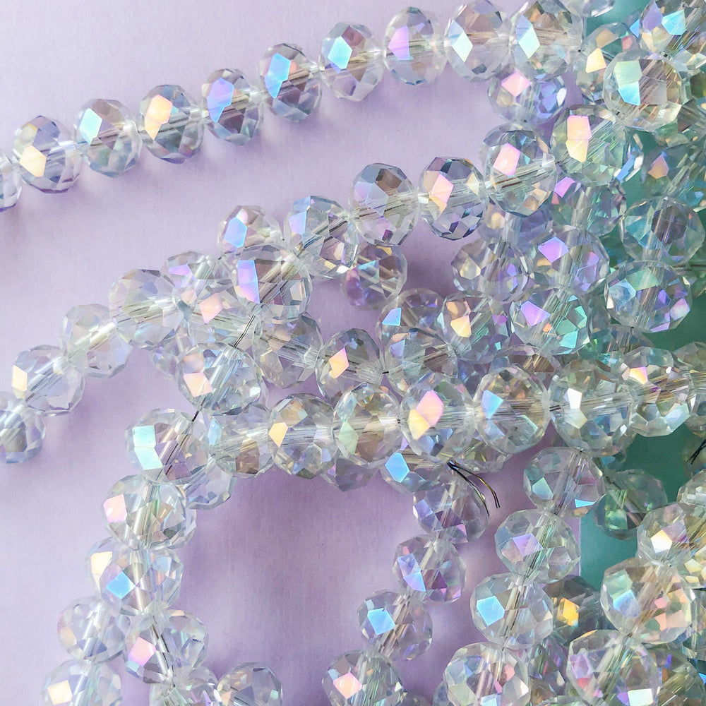 10mm Clear Holographic Chinese Crystal Strand