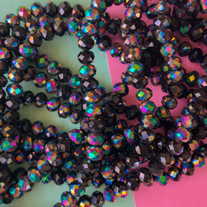 8mm Cool Iridescent Black Faceted Crystal