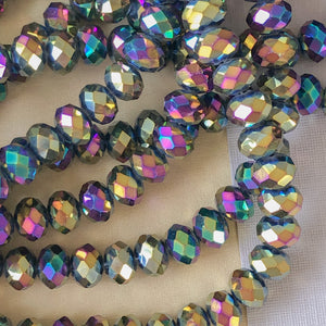 8mm Warm Iridescent Black Faceted Chinese Crystal Strand