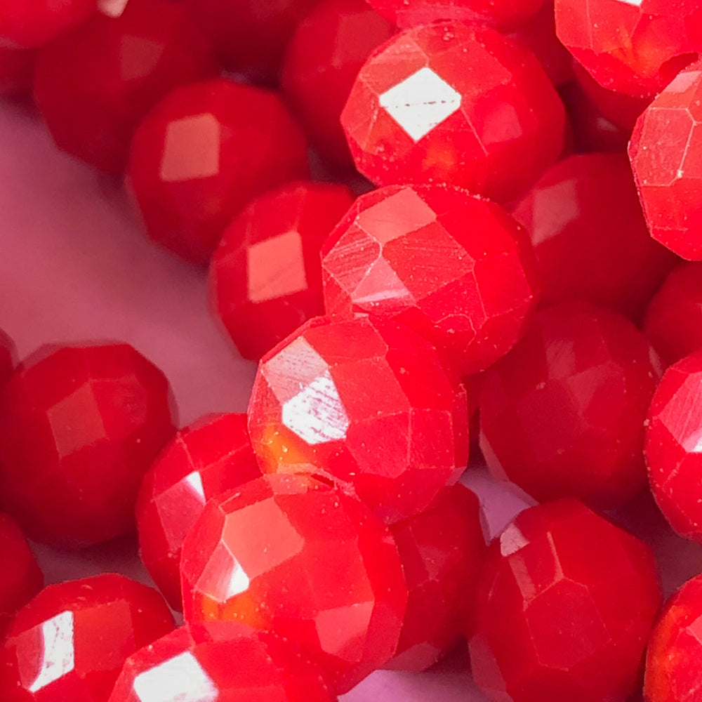 8mm Rondelle Crystal Beads, RED Crystal Beads - Silver Enchantments