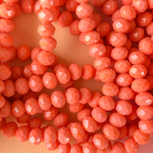 8mm Sparkling Coral Faceted Chinese Crystal Strand