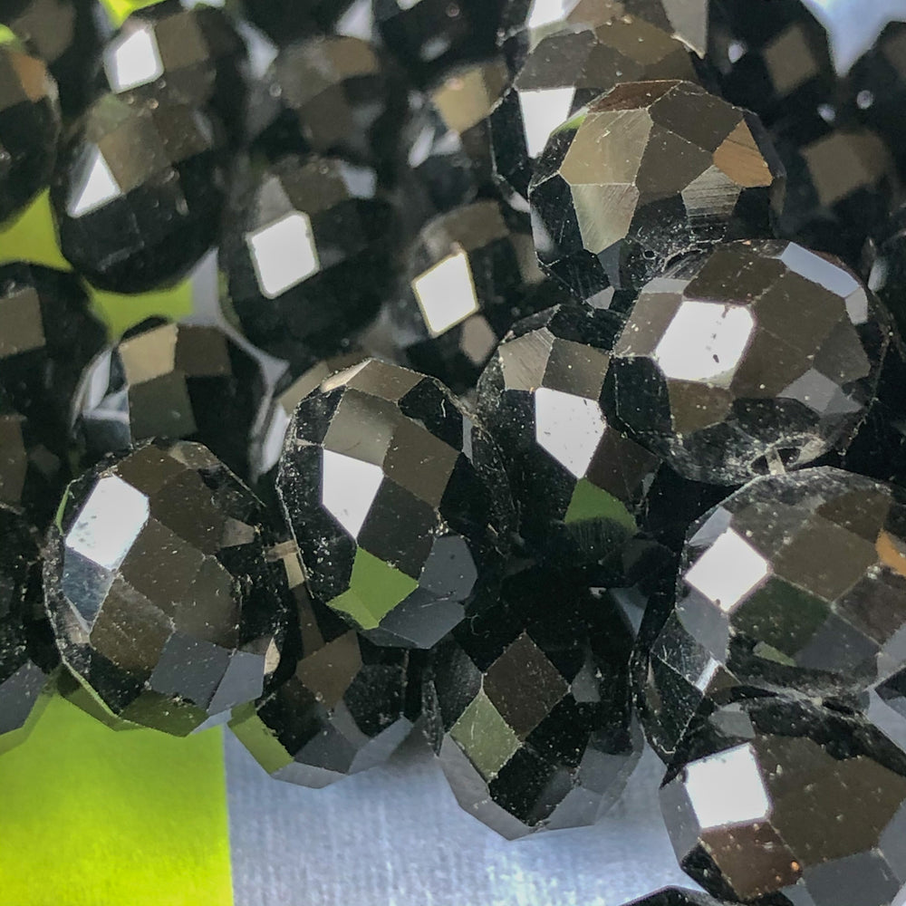 11.5mm Black Faceted Chinese Crystal Strand
