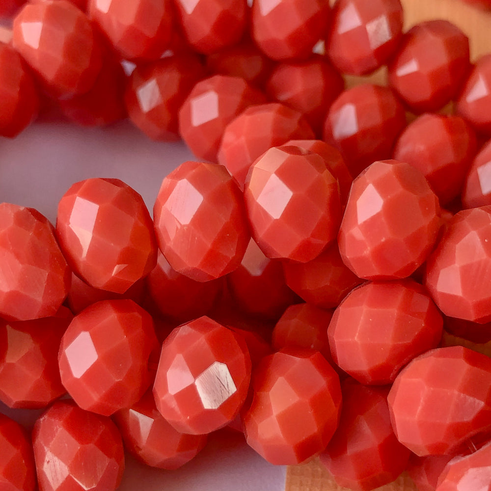 8mm Persian Red Faceted Chinese Crystal Strand
