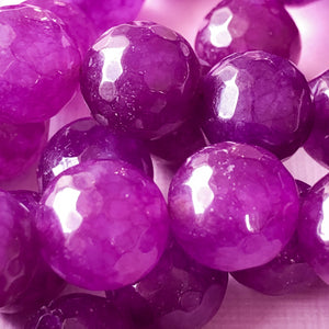 10mm Orchid Dyed Jade Faceted Round Strand