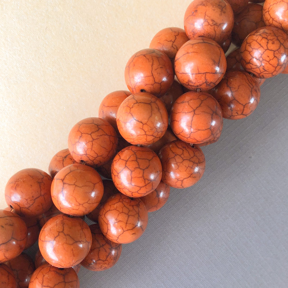 
                
                    Load image into Gallery viewer, 16mm Harvest Orange Magnesite Rounds Strand
                
            