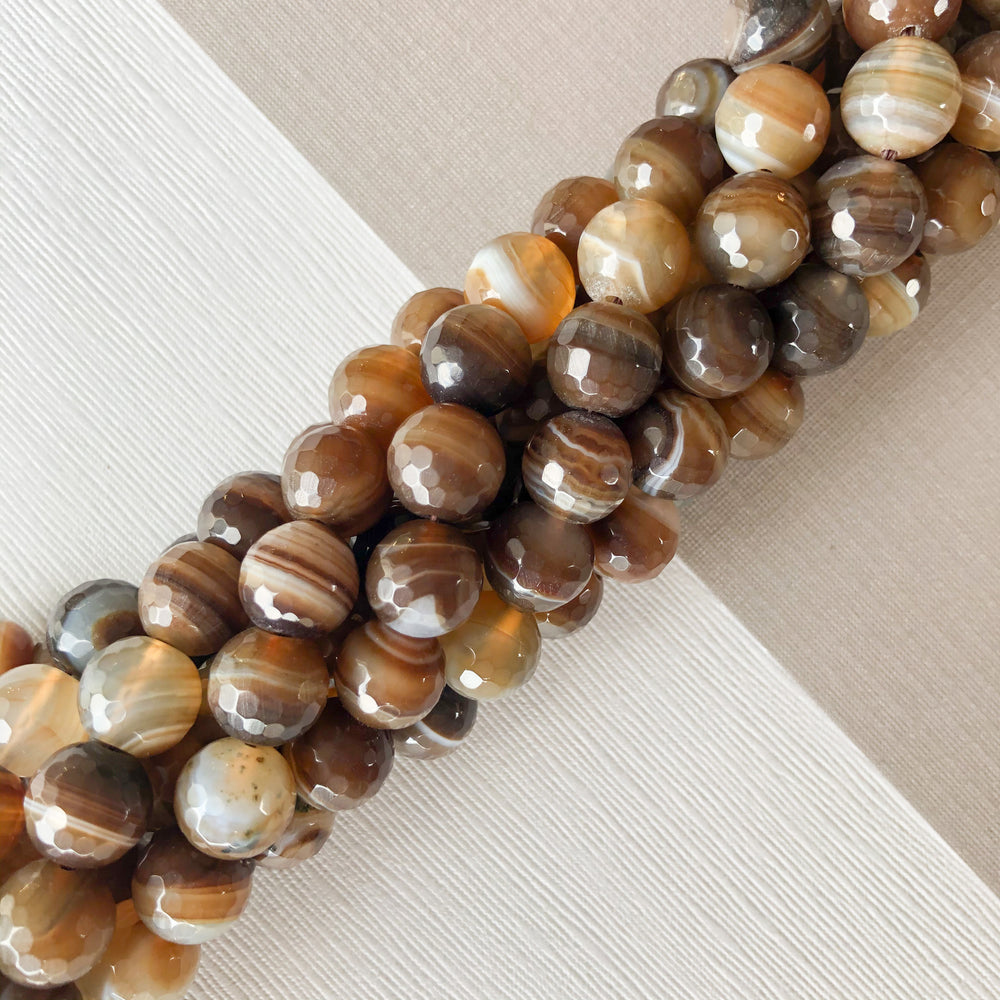 10mm Multicolor Umber Faceted Agate Round Strand – Beads, Inc.
