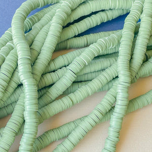 6mm Fern Green Polymer Clay Heishi Strand
