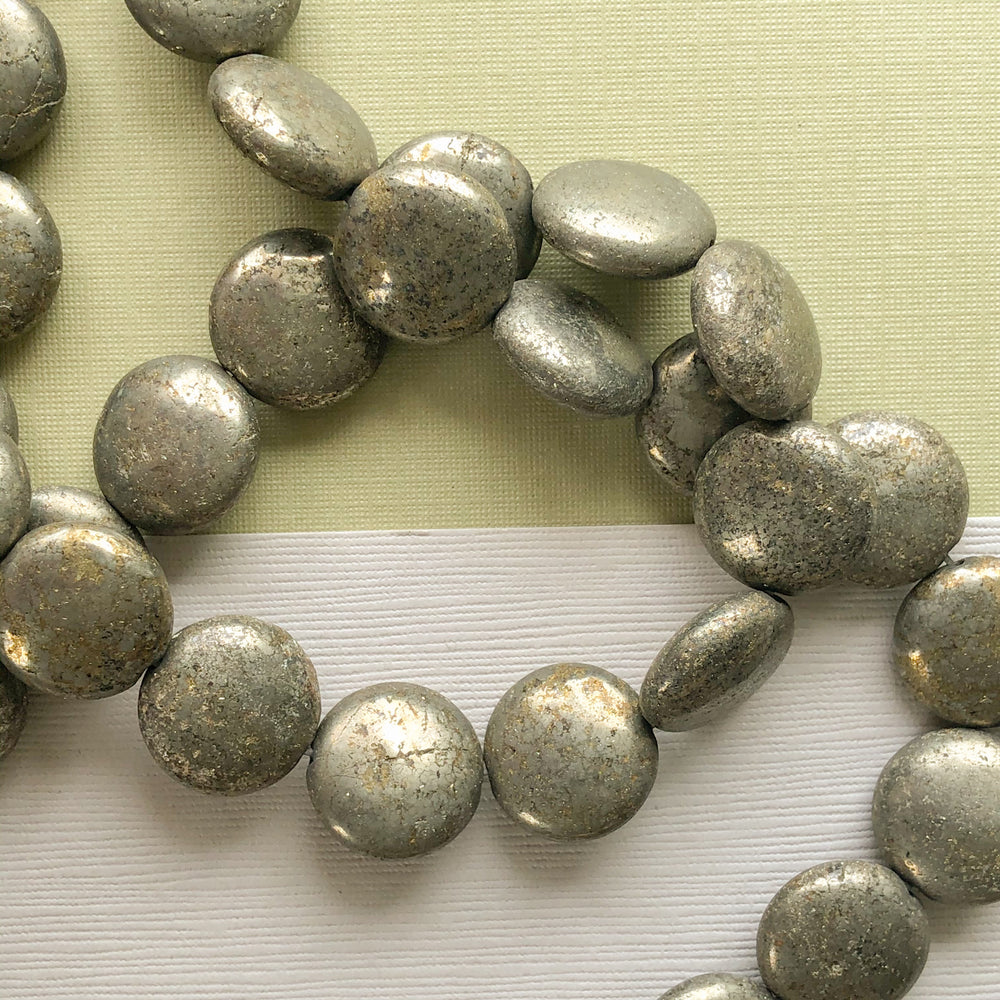 16mm Smooth Pyrite Coins Strand