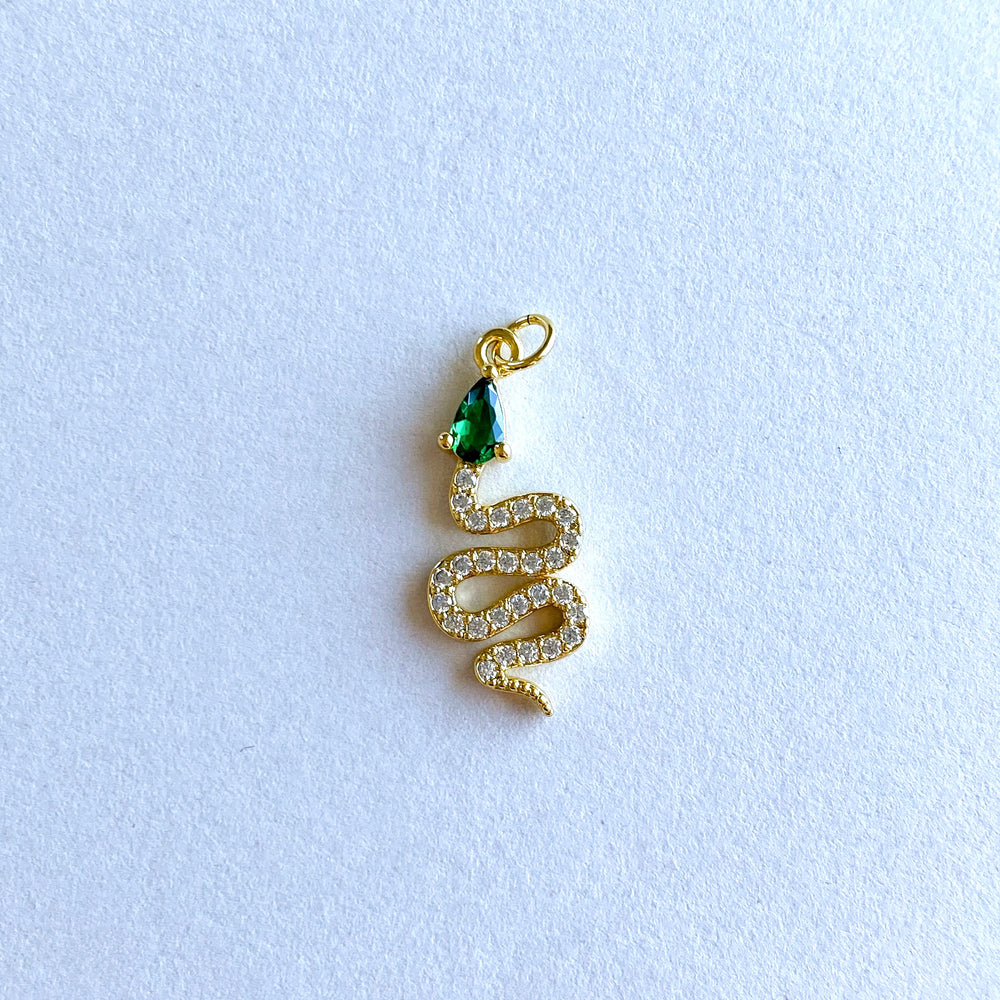
                
                    Load image into Gallery viewer, 20mm Gold Pave Snake Jewel Charm
                
            