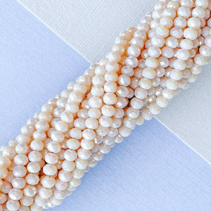 4mm Opaque Diamond Blush Faceted Chinese Crystal Rondelle Strand