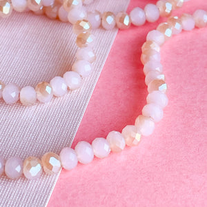 4mm Pink Crepe Two-Tone Faceted Chinese Crystal Rondelle Strand