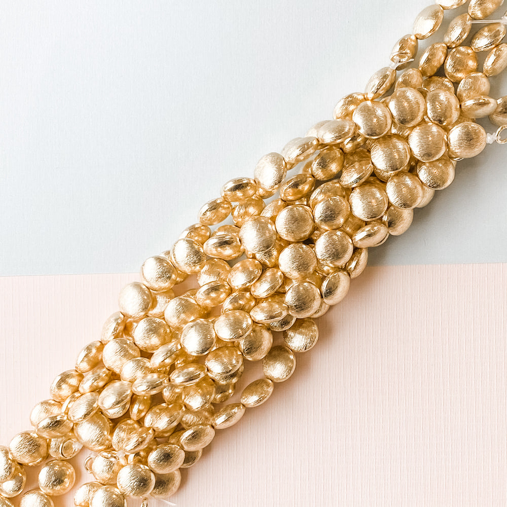 12mm Gold Brushed Puffed Coin Strand