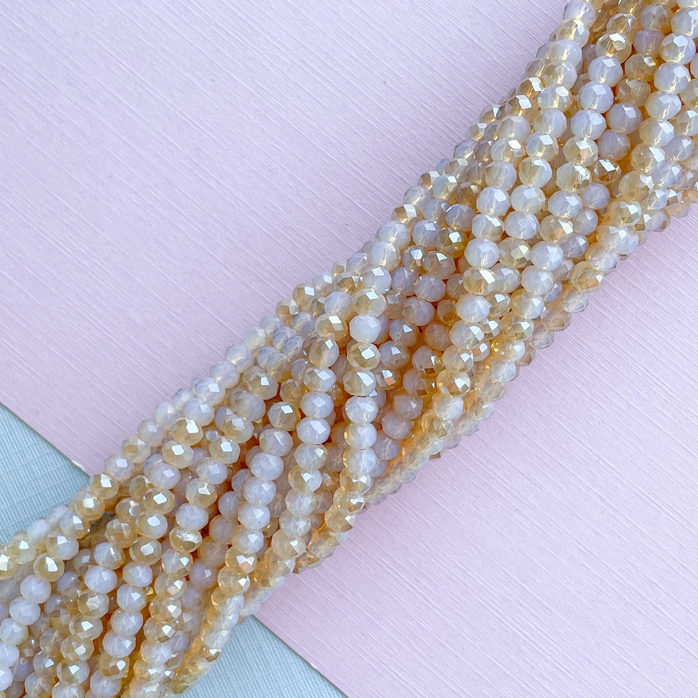 4mm Golden Champagne Dust Two-Toned Faceted Chinese Crystal Rondelle Strand