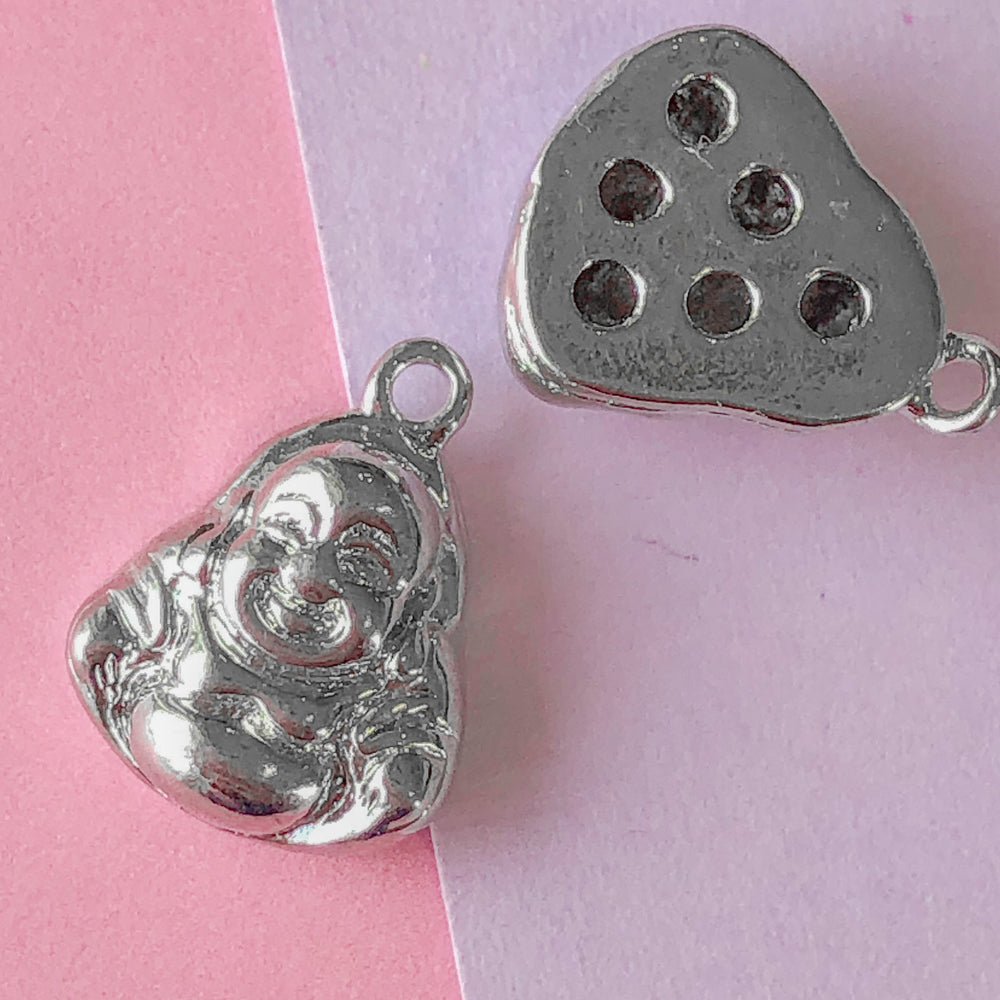 
                
                    Load image into Gallery viewer, 15mm Silver Laughing Buddha Charm - 2 Pack
                
            