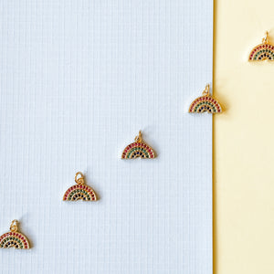 14mm Gold Pave Rainbow Charm