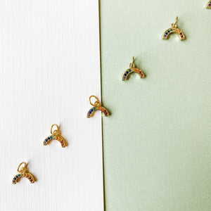 10mm Gold Pave Rainbow Charm