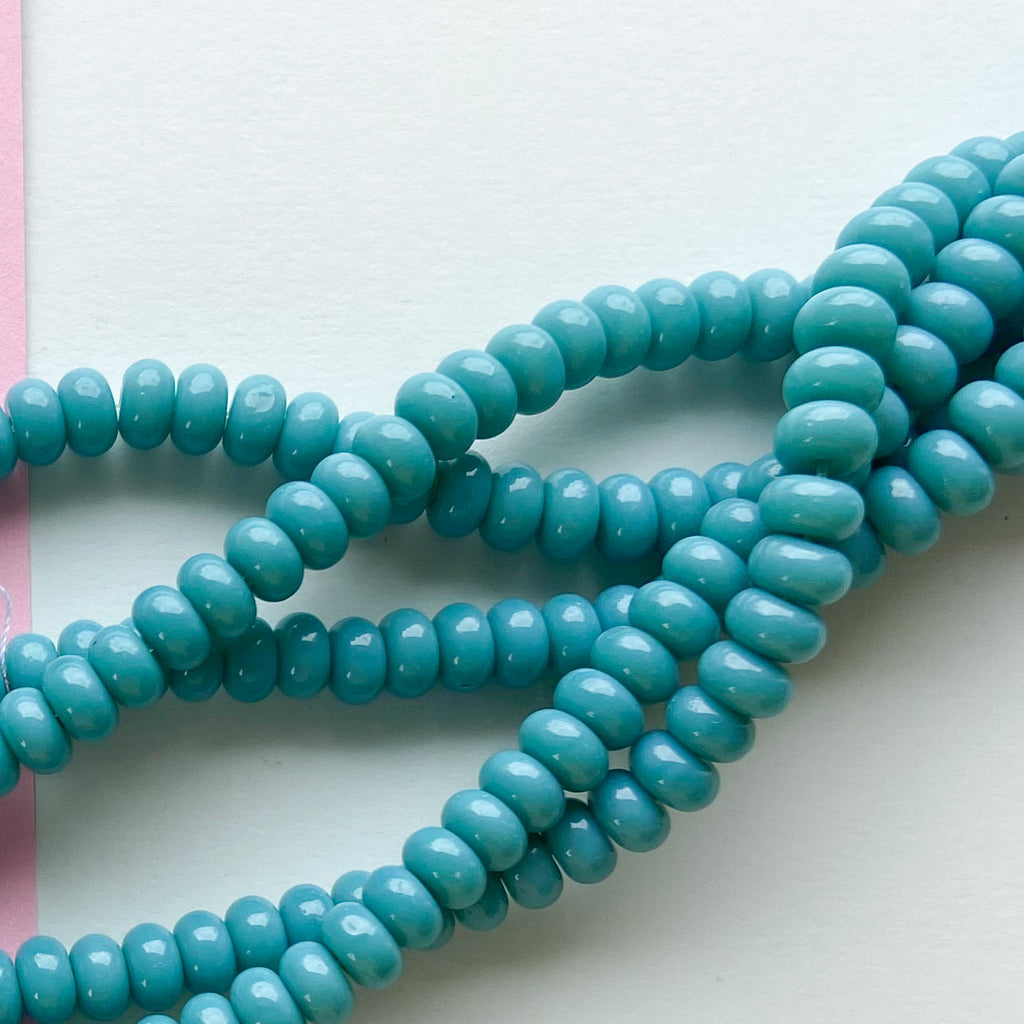 8mm Teal Blue Glass Rondelle Strand Beads, Inc.