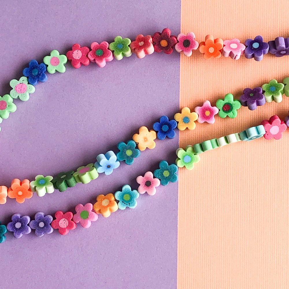 8mm Multicolor Flower Polymer Clay Strand