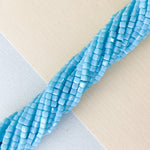 3mm Sky Blue Faceted Cube Crystal Strand