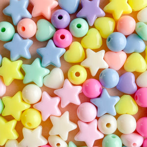 8-11mm Pastel Acrylic Hearts + Stars + Rounds Pack