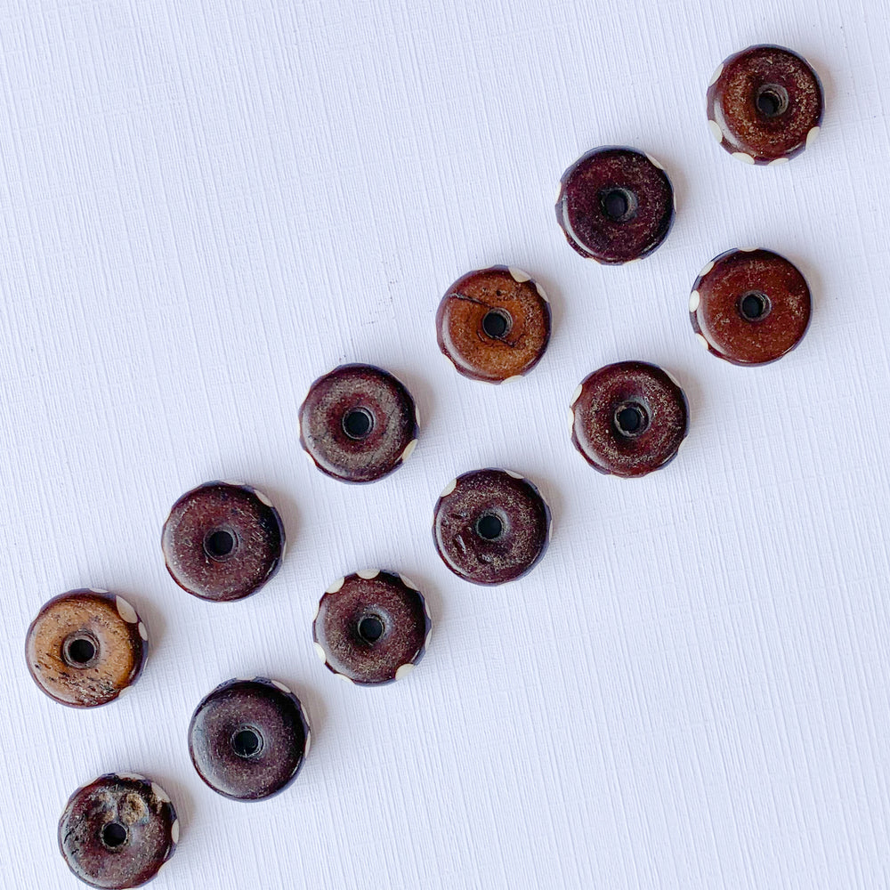 
                
                    Load image into Gallery viewer, 14mm Brown Bone Rondelles - 50 Pack - Christine White Style
                
            