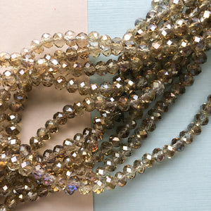 6mm Gold Smoke Shadow Faceted Chinese Crystal Rondelle Strand