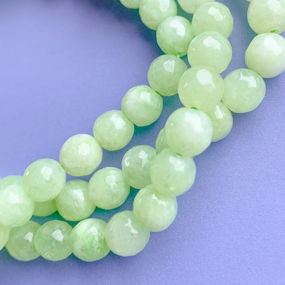 8mm Key Lime Dyed Jade Rounds Strand