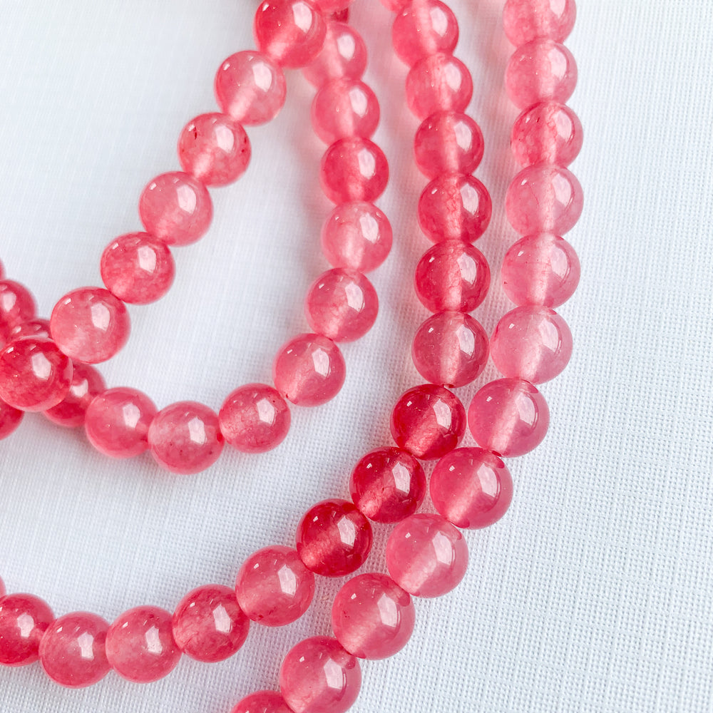 8mm Berry Dyed Jade Rounds Strand