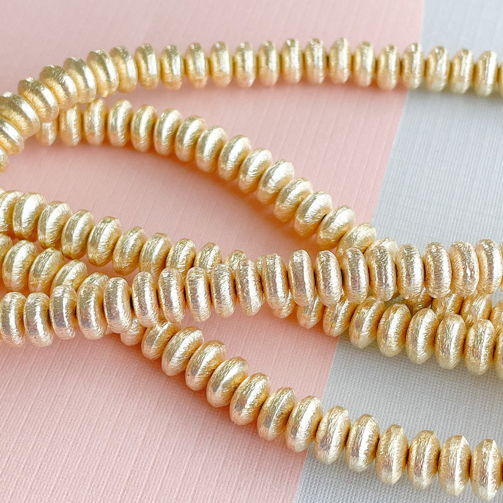 
                
                    Load image into Gallery viewer, 8mm Brushed Gold Saucer Strand
                
            