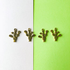 24mm Gold Plated Pewter Prickly Cactus Charm - 4 Pack