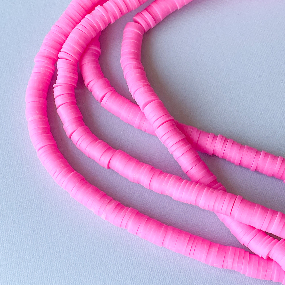 Baby Pink Candy Necklace Beads, Pink Heishi Beads for Jewelry Making,  Polymer Clay Beads, 6mm 